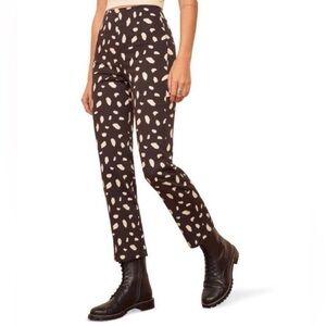 Reformation Marlon Cropped Pants in Dalmatian Splotch, size 4
